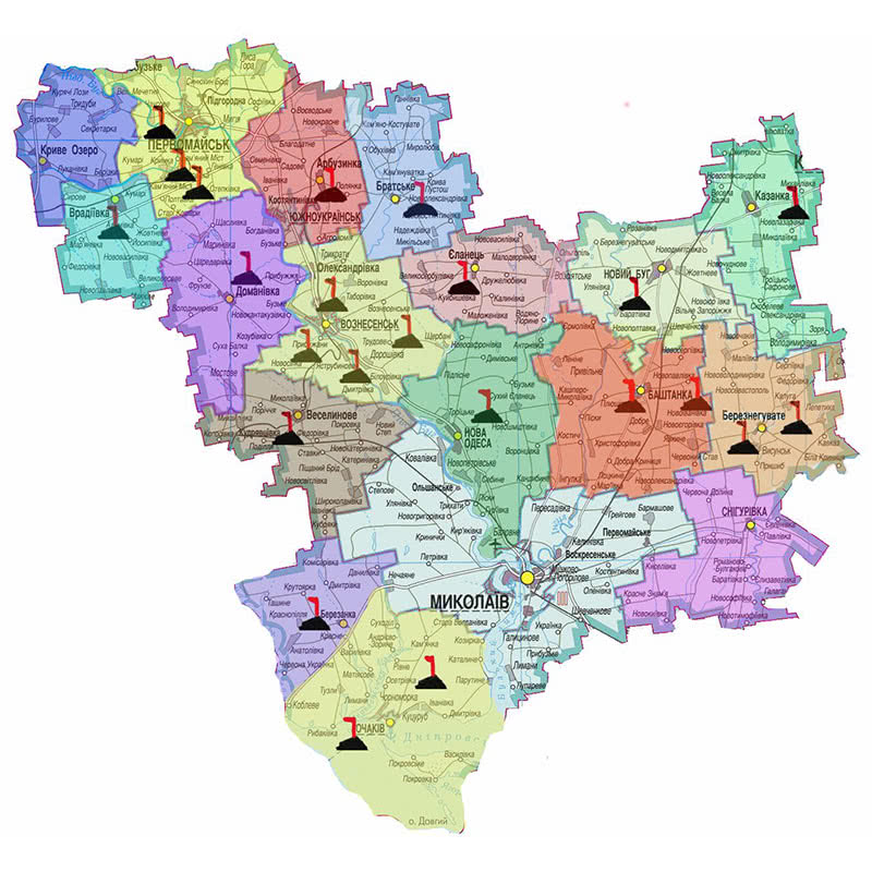 Районы николаевской области карта